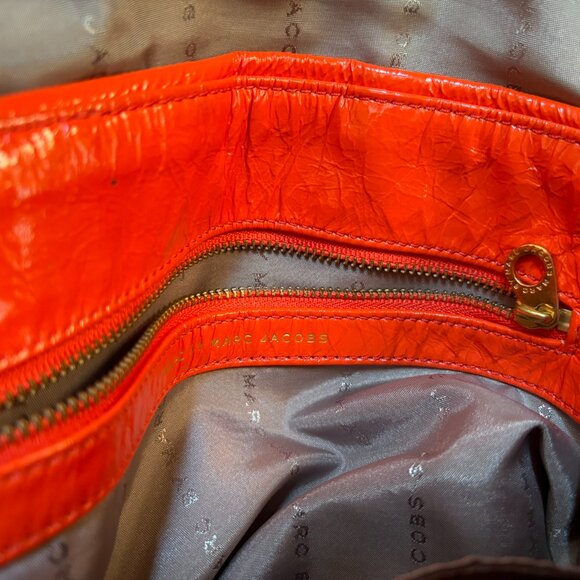 MARC BY MARC JACOBS Orange Leather Satchel Shiny Classic Q Lil Ukita - Picture 7 of 8